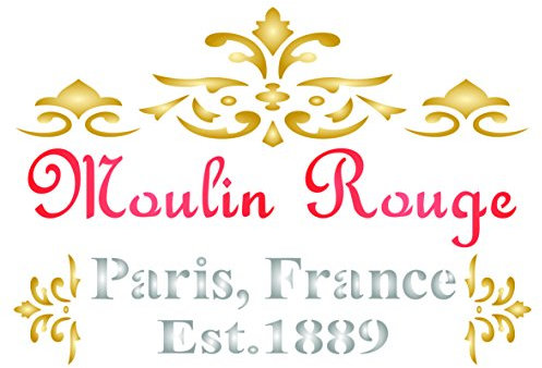 Moulin Rouge Schablone – 16,5 x 11,5 cm (S) – Wiederverwendbare Wandschablone mit französischem Cancana-Motiv