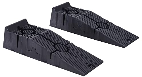 DURHAND 2 Pieces Car Ramps Heavy Duty 2.5 Ton Motorhome Levelling Ramps, Plastic Garage Workshop Car Lift, Portable Automotive Vehicle Campervan Car Ramp, Black