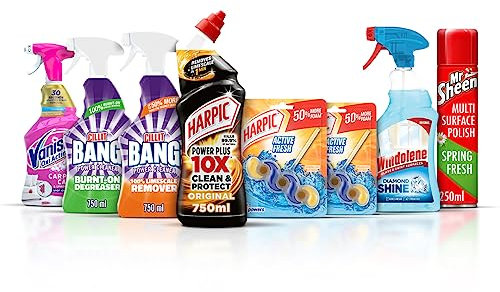 Harpic Ultimate Home Essentials Spring Cleaning Products Bundle | Harpic, Cilit Bang, Vanish, Windolene and Mr. Sheen (8 Items) | for All Home Cleaning Solutions
