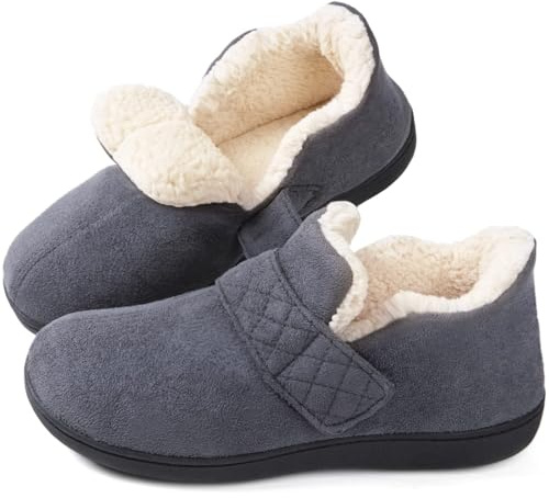 Zizor Women's Adjustable Strap Closed Back Slipper with Memory Foam, Dark Grey, 6 UK