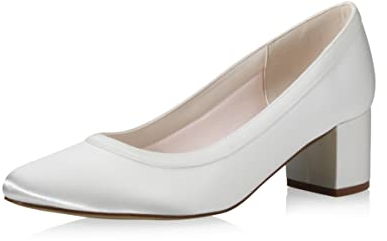Rainbow Club Brautschuhe Wendie - Damen, Pumps, Ivory/Creme, Satin, Bequem gepolstert, Blockabsatz, Gr. 40 (UK 7)