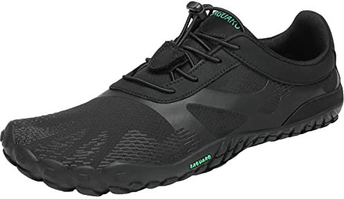 SAGUARO Barfußschuhe Herren Damen Traillaufschuhe Outdoor & Indoor Training Fitnessschuhe Wander Wald Strand Straße Laufschuhe Walkingschuhe Schnell Trocknend Badeschuhe, Öl Schwarz, 38 EU