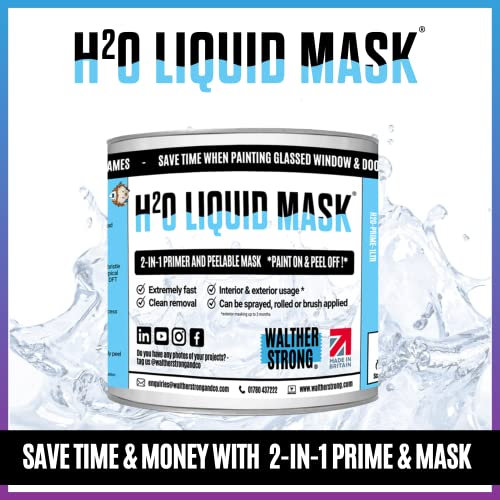 H20 Liquid Masking Fluid | 2-in-1 Masking Tape & Primer (1 Litre) - Simple Application, Easy Peel, No Residue - Interior and Exterior Usage - Dual Purpose Peelable Mask