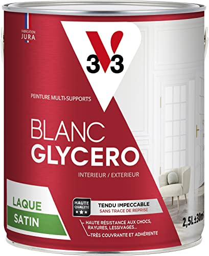 V33 Peinture glycéro blanche multi-supports satinée, BLANC GLYCERO 2,5L
