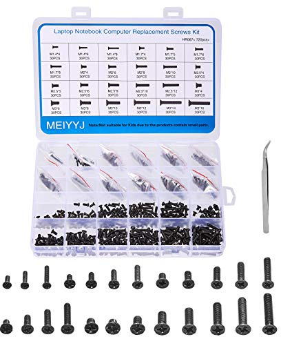 MEIYYJ 720pcs Laptop Notebook Screws Set,Replacement Computer Screws Kit,M1.4,M1.7,M2,M2.5,M3 countersunk Flat Head Phillips Mini Screw Set for Electronic Repair.