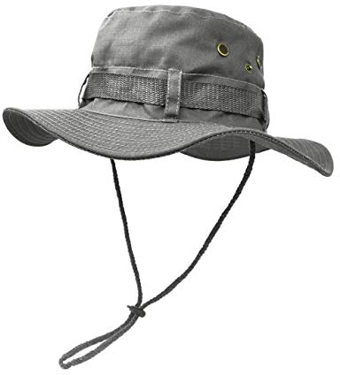 UltraKey Sonnenschutzhut mit breiter Krempe, doppelschichtig, klassischer US Kampfsport Stil Buschsch-Dschungel-Sonnenschutz für Angeln, Jagd, Camping Grau