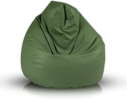 Ecopuf Fuzzy – Sitzsack aus weichem Kunstleder – für den Innenbereich – reißfest, schmutzabweisend – Polystyrol-Füllung – Sessel mit doppeltem Reißverschluss