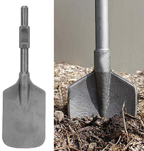 Clay Spade Scoop Chisel Bit for Electric Breaker, Hex Shank Clay Spade Dig Spade Chisel with Tool Box, for Construction Demolition Mining Tree Planting Stump Holes, Heat Treatment High Hardness
