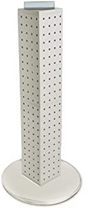 Azar Displays 700227-WHT Four-Sided 4W x 24H Pegboard Tower with Revolving 9 Base, White