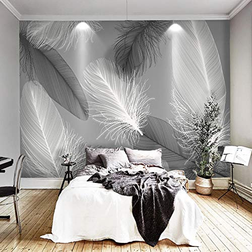 3D Tapete Schwarzkantige Federn Vlies Tapeten Wandtapete Fototapeten Moderne Wanddeko Design Wand Dekoration Wohnzimmer Schlafzimmer 200x150cm