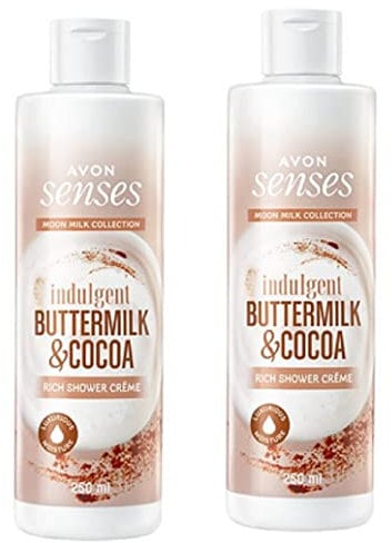 Pack of 2 Avon Senses Indulgent Buttermilk and Cocoa Rich shower crème – 2 x 400ml
