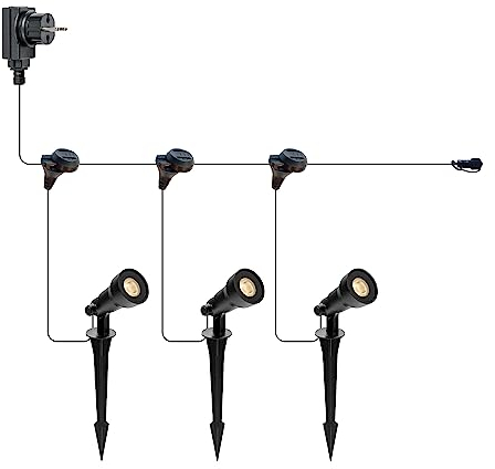 Xelloo Gartenleuchte Set CAS SMALL, 12 Volt, 3 Stück Designarmaturen 1W LED warmweiß mit Erdspieß, wasserdicht (IP65) und mit praktischem Schiebeanschluss