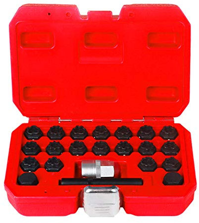 QPKING Set di rimozione dadi per bloccaggio ruote, kit di rimozione chiavi a bussola per auto, compatibile con Audi, 22 pezzi