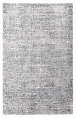 TESSO LIVING Kurzflor Teppich Wohnzimmer Silber 195 X 290 cm, Moderner Kurzflor Teppich, Super Soft
