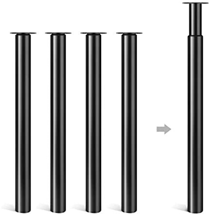 Dhouse 4 Pack Adjustable Metal Folding Desk Legs 710-1100mm for Furniture, Coffee Table, Dining Table 60mm Diameter(Black)