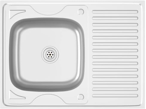 vidaXL Fregadero de cocina con escurridor acero inox 800x600x155 mm