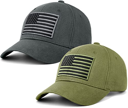 LCZTN Baseballkappe mit amerikanischer Flagge, für Männer und Frauen, niedriges Profil, USA, einfarbig, 2 Stück