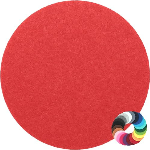 Design Filz Untersetzer rund Durchmesser 20cm, rot (HF021) für Glas, Getränke, Bar, Tasse, Vase