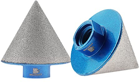 Brocas cónicas de diamante para azulejos - BRSCHNITT 2 piezas 50 mm x M14 - Para amoladora angular - Para dar forma y ampliar agujeros existentes en granito, mármol, porcelana