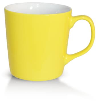 Mahlwerck Kaffeepott, große moderne Kaffeetasse mit Henkel, Premium Porzellan, hochlänzende Oberfläche, handveredelt, Indigo Yellow, gelb, 500 ml