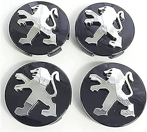 OTBK 4 StüCk Universal Alufelgen Abzeichen Logo Auto Styling ZubehöR,FüR Peugeot 307 208 308 508 60MM,Felgen Abdeckung Badge Emblem Aufkleber