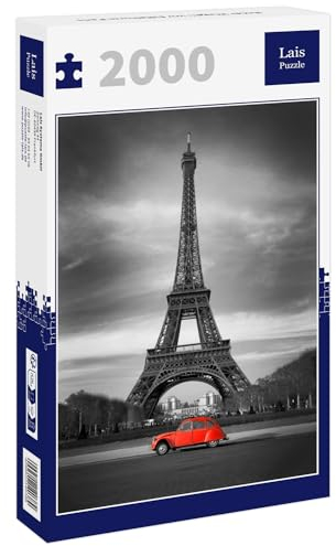 Lais Puzzle Roter Wagen vor Eiffelturm Paris 2000 Teile