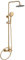 VALAZ Columna Ducha Monomando Dorado Cepillado Protección PVD, Mezclador Agua Fría y Caliente, Ahorro de Agua, Instalación Fácil y Rápida, Inoxidable, Longitud 80-120 cm, Rociador 20 cm, Serie Ebro