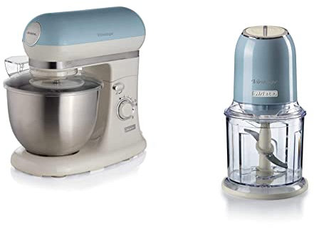 Vintage 1588/05 2400 W 5.5 Litri Celeste & 438, Tritatutto Vintage, Tritaghiaccio, 2 velocità, 4 lame in Acciaio Inox, 600 ml, 400 W, Celeste