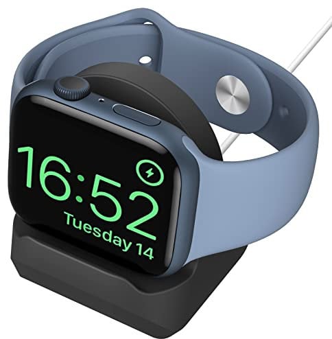 MoKo Supporto per Caricatore Compatibile con Apple Watch Ultra 2/Ultra/SE/Series 10/9/8/7/6/5/4/3/2/1, Supporto di Ricarica in Silicone per iWatch Series 49mm/46mm/45mm/44mm/42mm/41mm/40mm/38mm,Nero