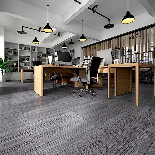 Yullpaper PVC Bodenbelag Selbstklebend Fliesenoptik Grau 24 Stück Bodenfliesen Wasserdicht Klebefliesen Boden Grau Klebe Vinylboden Selbstklebend Küche Badezimmer Abwaschbare Bodenaufkleber Fliesen