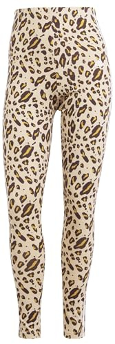 adidas Women's Essentials 3-Stripes Animal Print Leggings, magic beige/mesa/shadow brown, XS