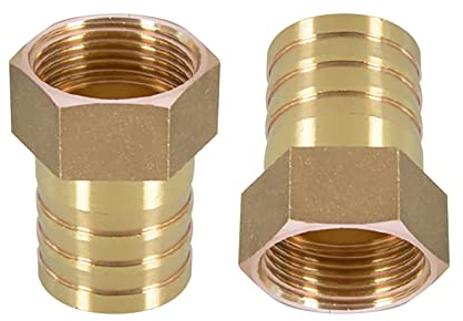 VOBOR Conector de manguera de 32 mm, 2 unidades, conector de manguera de latón macizo, adaptador para manguera de jardín a rosca interior NPT, sin fugas (32 mm)