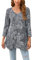 Enmain Camiseta Mujer Manga 3/4 Top Túnica Larga Cuello de Pico Blusa Elegante y Cómoda Talla Grande Tops Estampadas T Shirt para Mujeres,Negro,3XL