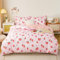 Koudi Kinderbettwäsche 155x220 Mädchen Rosa Altrosa Kinder Wendebettwäsche Set Süß Erdbeere Hase Motiv 100% Mikrofaser Pink Bettbezug Reißverschluss mit Kopfkissenbezug 80x80