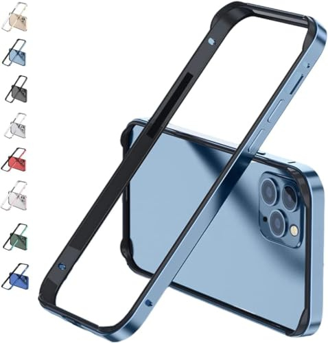 JASUBAI für iPhone 15 Pro Max Bumper Case, Aluminum Frame Metal Bumper with Soft TPU Inner, Slim Case Cover (für iPhone 15 Pro Max,Light Blue)