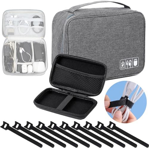 BDSHUNBF Travel Organiser - Electronics Accessories Bag, Cable Organiser, USB Chargers, Power Bank