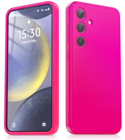 ZUSLAB Custodia Silicone Compatible with Galaxy S24 2024, Gel di Silicone Liquido Antigraffio e Antishock, Protezione Slim-Fit e Bumper per Galaxy S24 Rosa Shocking