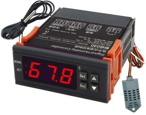 WH8040 Temperature&Humidity Controller 1% ~ 99% Air Refrigeration Thermostat for Home Fridge Lab Cooler 12V/24V/220V (Color : 220V)