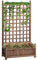 Outsunny Fioriera da Esterno in Legno, Portapiante con Grigliato per Piante Rampicanti e Aiuola Rialzata, 64x28x120cm, Marrone