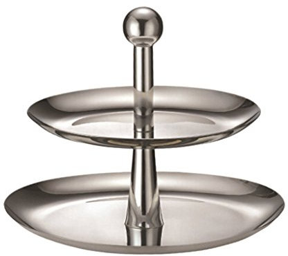 Eighosee Stainless Steel Etagere - Diameter 27 cm - Serving plate - Serving dish - bowl - Fruit plate - Silver, 2 row
