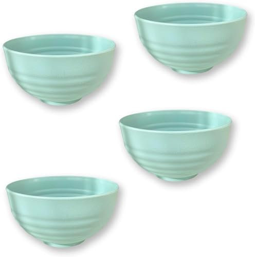 BRICOMIRAS Tazas desayuno grandes 450ml, juego de cuencos desayuno libre de BPA, tazones para cereales, cuenco cereales desayuno saludable, cuenco desayuno irrompible apto lavavajillas (4, Verde)