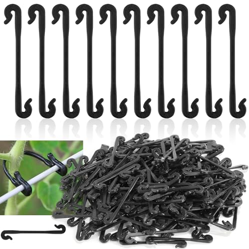 ZDNT 300 Stück Pflanzenclips Pflanzenklammern Tomaten Rankhilfe Pflanzenklammern Tomatenclips Wand Klammern Rankhilfe Pflanzen Clips für Kletterpflanzen Gartenpflanzen gemüse Weinrebe(Schwarz)