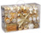AMLOOPH 131pcs Christmas Tree Decorations Set, Gold And White Christmas Baubles Ornaments, Shatterproof Baubles With Ribbon, Tree Topper, Wreath Decorations