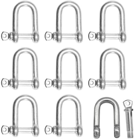 Hocansen 8 pezzi D anello Grillo serratura M5 acciaio inox vite Grillo moschettone con bullone oculare per sartiame fune d'acciaio (DXK/M5)