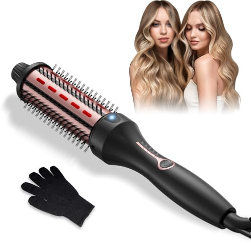 Thermal Brush Lonen Heat Brush 38mm, Thermobürste Rundbürste 120-200℃, Wärmebürste Double Spannung Erhöhen Sie das Haarvolumen, Verwendet als Kamm, Glätteisen, Lockenstab, Leichte Kompakte Größe