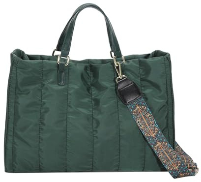 NICOLE & DORIS Handtasche Groß Damen Shopper Tasche Puffy Tote Bag Weiche Schultertasche Leichte Umhängetasche Tragetasche für Alltag,Schule,Reise Grün