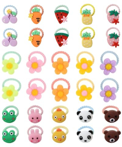Zeayebsr 30 PCS Elastici per Capelli per Bambini Elastici per Capelli Girasole Colorati Fiocchi per Capelli con Morbido Supporto per Coda di Cavallo，elastici capelli bambina，accessori capelli bambina