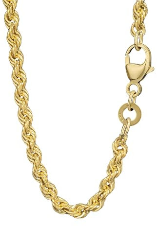 NKlaus Cadena trenzada, 50 cm, oro amarillo 333, 8 quilates, cordón hueco, 3,3 mm de ancho, 15683, Oro