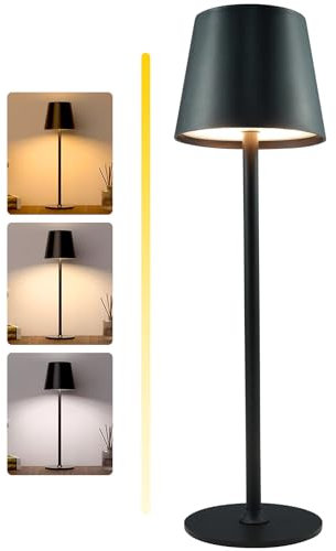 Aiandcc Rechargeable Lamps Full Metal, Rechargeable Table Lamps UK with 3 Color Modes, 5200mAh Battery Operated Lamp, Touch Control Wireless Lamp Indoor and Outdoor IP54 Waterproof (Black)