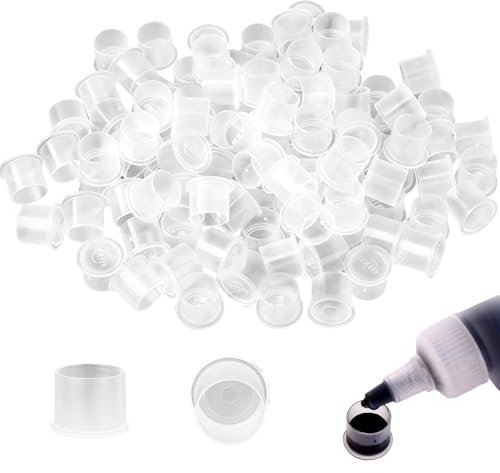 100 Stück Tattoo Tintenbecher,Kunststoff Farbkappen Tattoo,Transparent Tattoo Cups,Klein Farbbehälter 10 x 11mm,Kleine Pigmentbecher für Profis und Hobby-Tätowierer Tattoo Zubehör